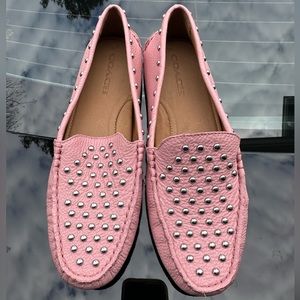 Coach Arlene Studded Pink Pebble Loafers